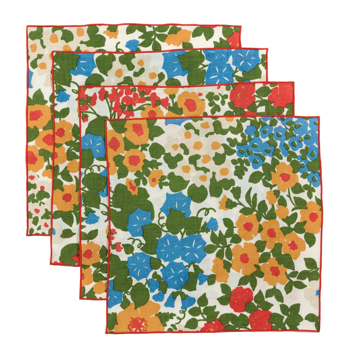 Million Flowers Linen Napkin Set - Tangerine